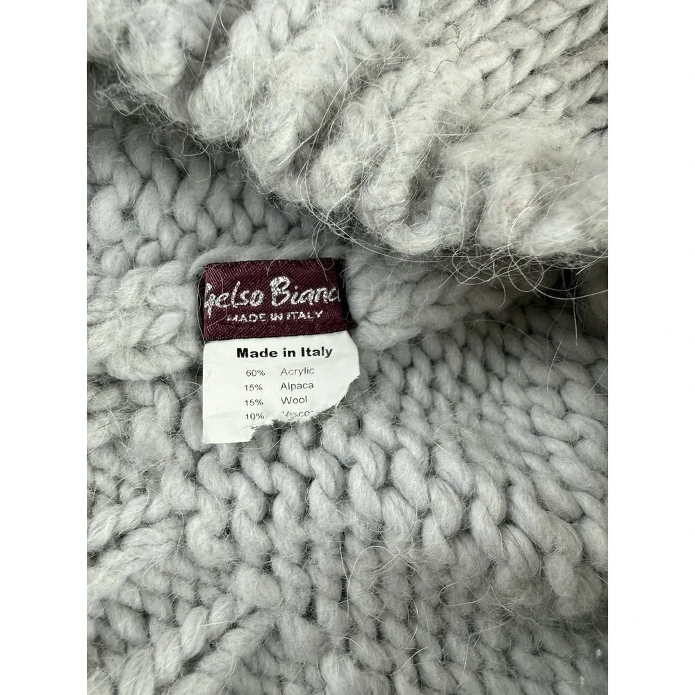 Gelso Bianca Womens Alpaca Wool Knit Beanie Hat Sz OS Gray Floral Rhinestone Y2K